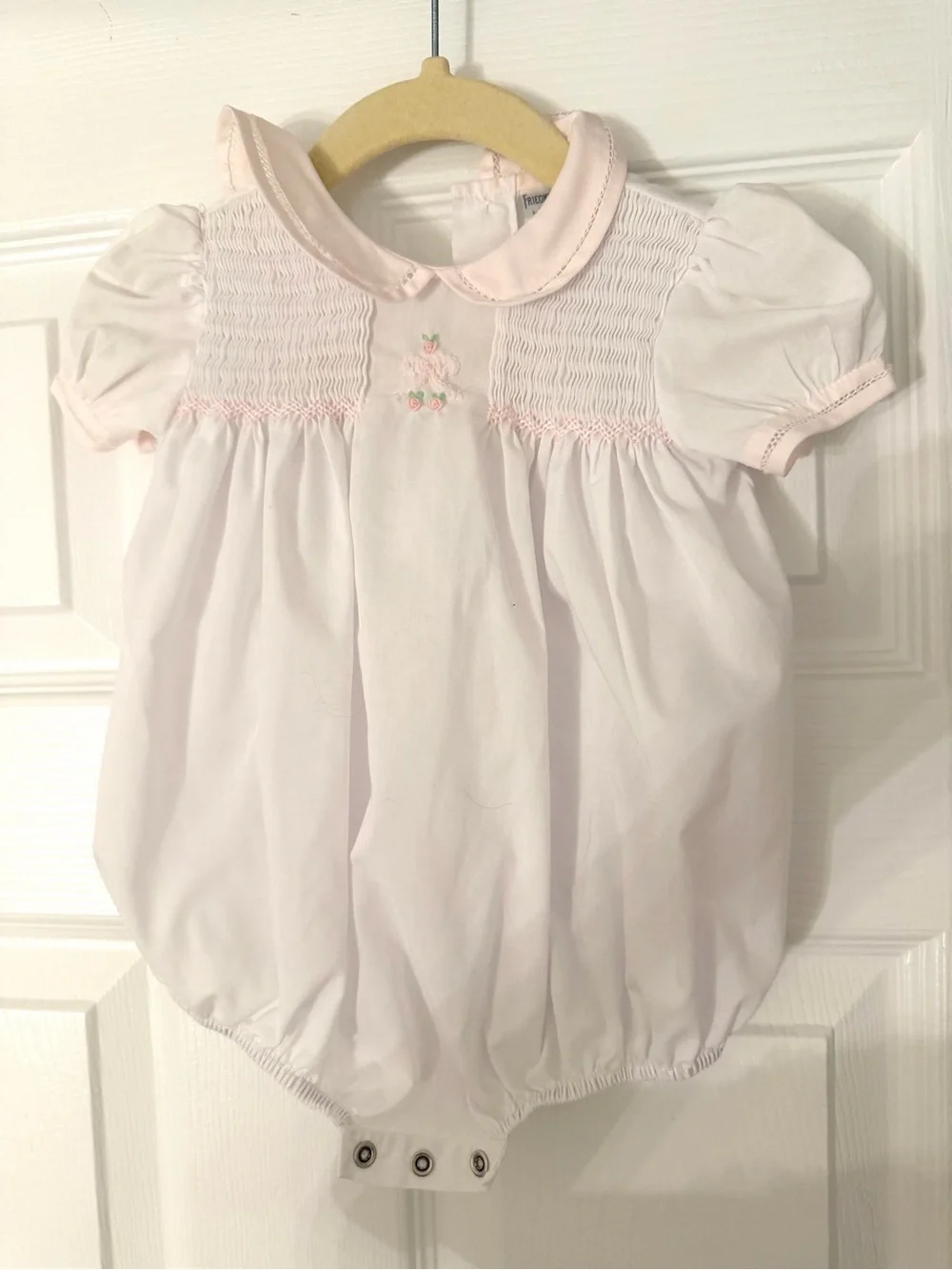 Classic Pink Smocked Baby One-Piece